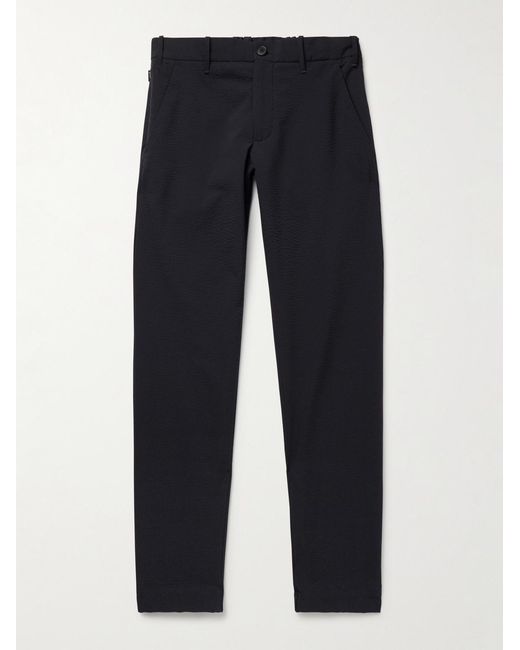 Slowear Blue Teknosartorial Slim-Fit Stretch-Seersucker Trousers for men