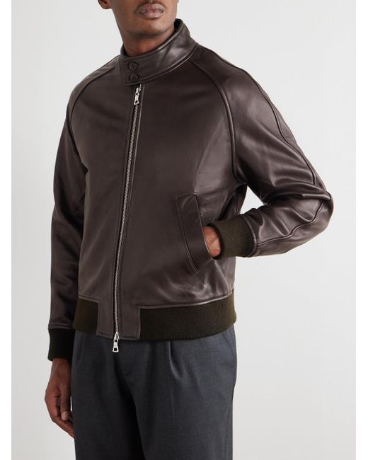 Officine Generale Black Craig Leather Bomber Jacket for men