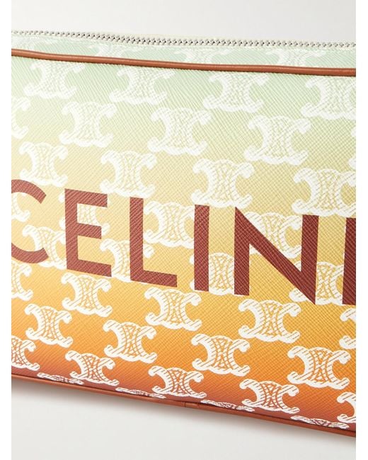 Céline Triomphe Umhängetasche aus beschichtetem Canvas mit Logoprint und Lederbesatz in Natural für Herren
