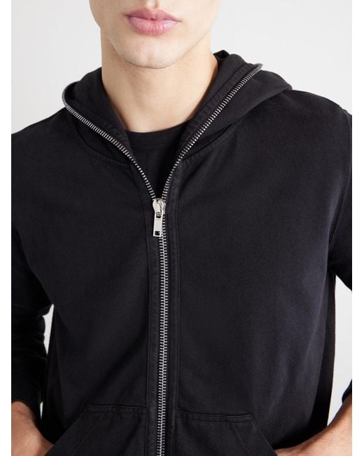 Rick Owens Blue Gimp Cotton-Jersey Zip-Up Hoodie for men