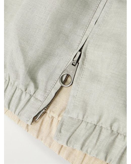 Loro Piana White Reversible Linen Bomber Jacket for men