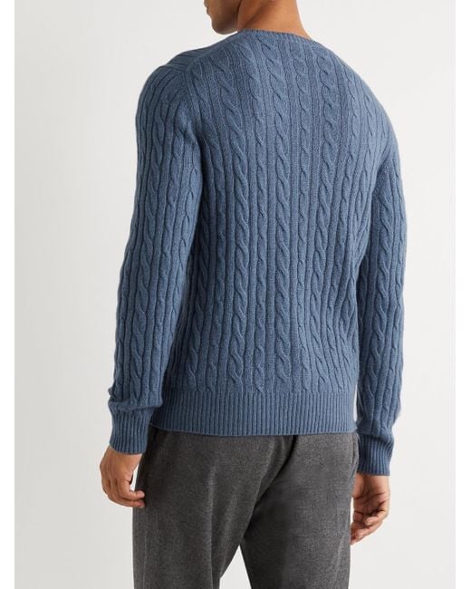 Loro Piana Blue Slim-Fit Cable-Knit Baby Cashmere Sweater for men