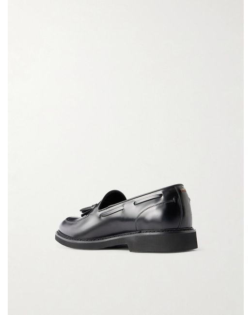 Canali Black Tasseled Leather Loafers for men