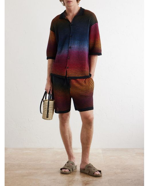 Loewe Red Paula's Ibiza Straight-Leg Striped Cotton-Blend Shorts for men
