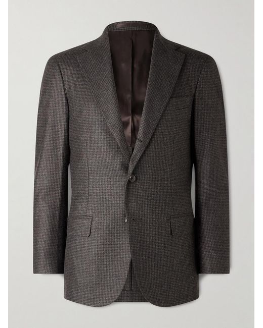 J. Mueser Black Waverly Puppytooth Wool Suit Jacket for men