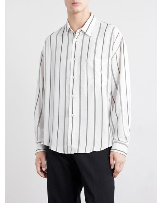 Enfants Riches Deprimes White Henri's Everyday Striped Silk-Blend Satin Shirt for men