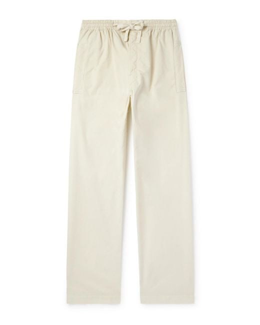 Lemaire White Straight-leg Cotton-twill Drawstring Trousers for men