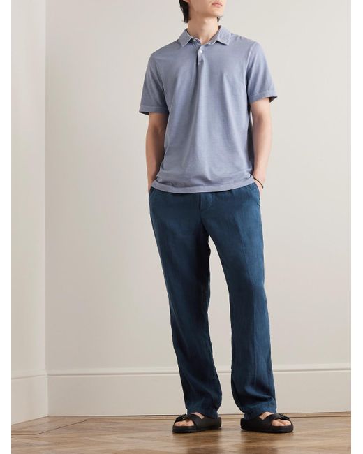 James Perse Blue Straight-leg Garment-dyed Linen Drawstring Trousers for men
