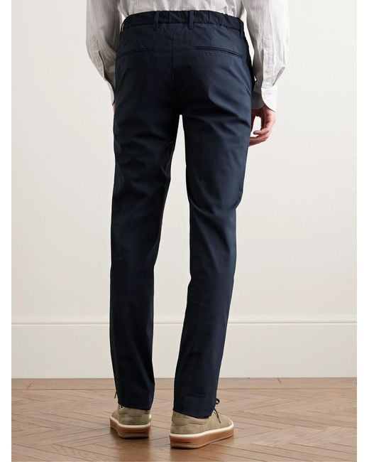 Slowear Blue Teknosartorial Slim-Fit Cotton-Blend Poplin Trousers for men
