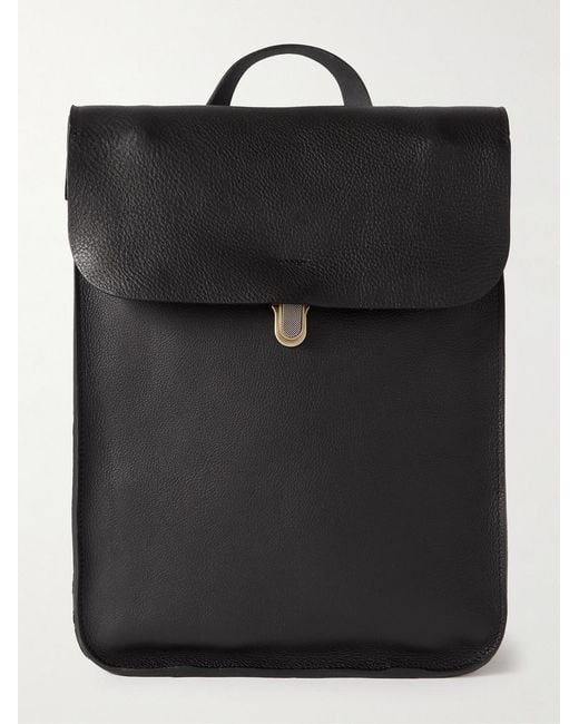 Bleu De Chauffe Black Arlo Vegetable-Tanned Full-Grain Leather Backpack for men