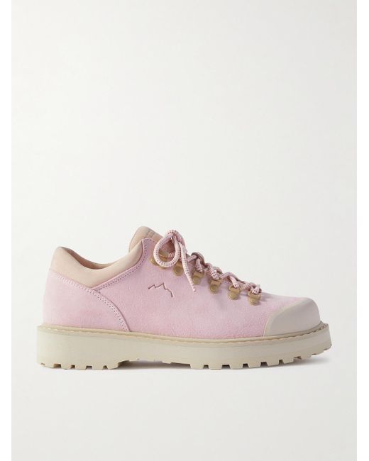 Diemme Pink Cornaro Rubber-trimmed Suede Sneakers for men