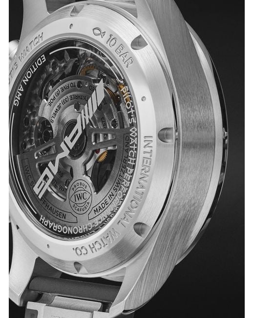 Iwc Black Pilot's Watch Automatic Chronograph Amg 42.5Mm Titanium And Rubber Watch, Ref. No. Iw388305 for men