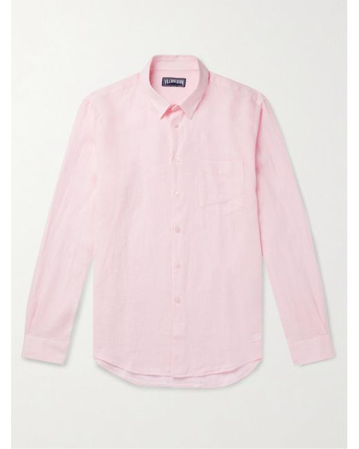 Vilebrequin Pink Caroubis Linen Shirt for men