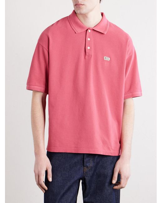 Visvim Pink Logo-embroidered Cotton Polo Shirt for men