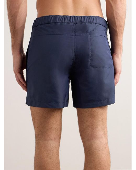 Brioni Blue Slim-fit Mid-length Logo-embroidered Swim Shorts for men