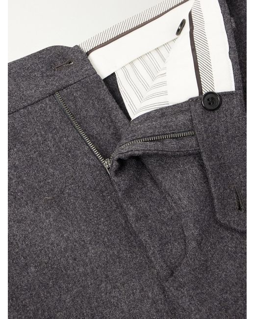 Slowear Gray Straight-Leg Brushed Wool-Blend Trousers for men