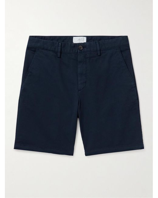 Mr P. Blue Straight-leg Garment-dyed Cotton-blend Twill Bermuda Shorts for men