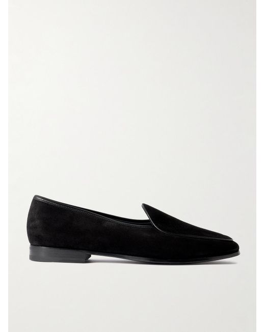 Morjas Black The Belgian Leather-trimmed Suede Loafers for men