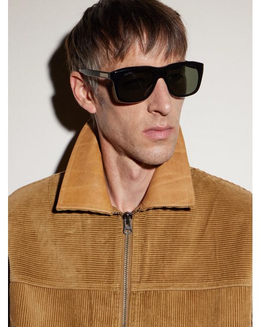 Gucci Black Square-Frame Acetate Sunglasses for men
