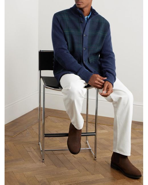 Polo Ralph Lauren Blue Wool And Checked Flannel Cardigan for men