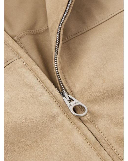 Loro Piana Natural Suede Zip-Up Bomber Jacket for men