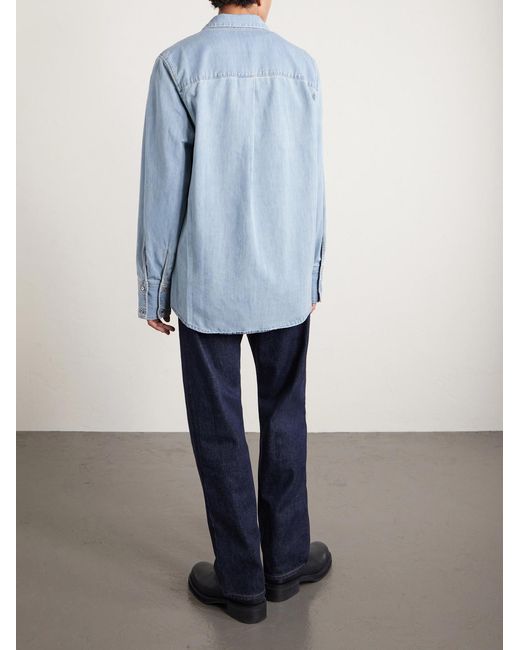 424 Blue Hoorsenbuhs Two-Tone Denim Shirt for men