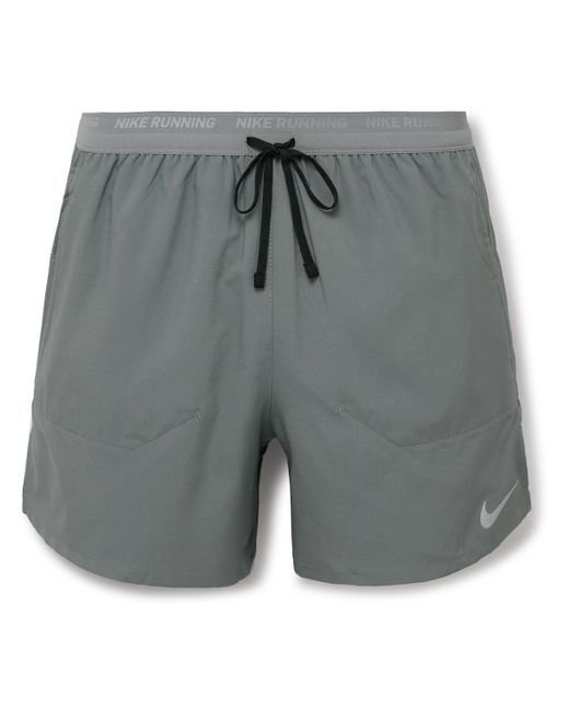Nike Gray Stride Straight-leg Mesh-panelled Dri-fit Ripstop Drawstring Shorts for men