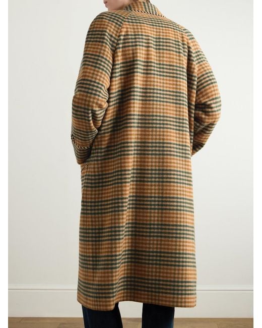 Céline Natural Double-Breasted Checked Wool Coat for men