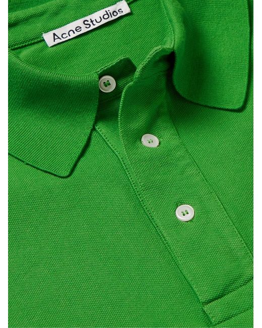 Acne Green Exgo Ric Rac-Trimmed Cotton-Jersey Polo Shirt for men