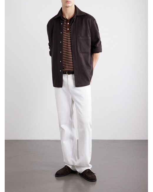 A.P.C. Brown Tristan Logo-Embroidered Striped Cotton Polo Shirt for men
