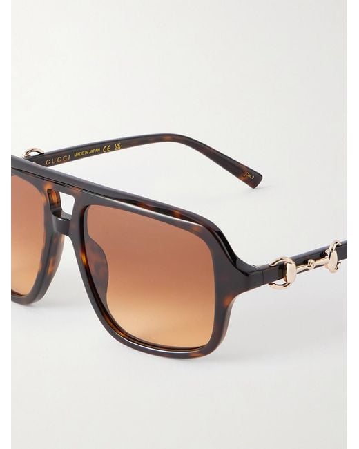 Gucci Multicolor Aviator-Style Horsebit-Embellished Acetate Glasses for men