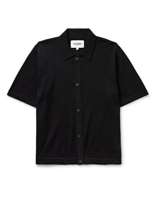 Corridor NYC Black Pointelle-knit Cotton Shirt for men