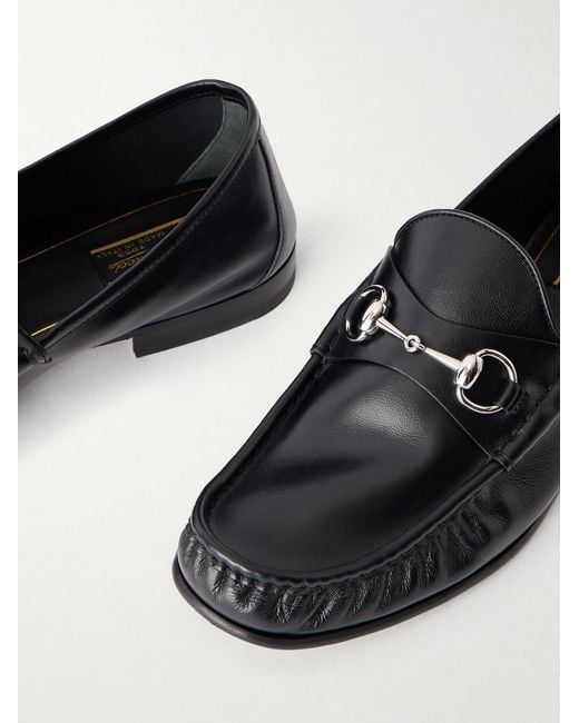 Gucci Black Lugano Horsebit-Embellished Leather Loafers for men