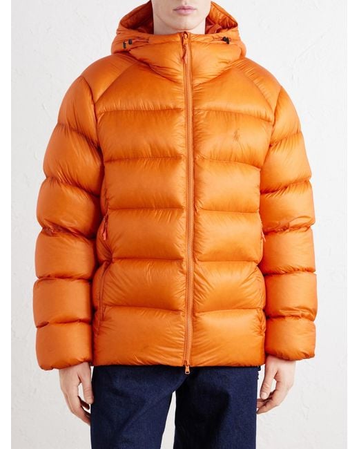 Polo Ralph Lauren Orange Hawthorne Logo-embroidered Quilted Recycled-shell Hooded Down Jacket for men
