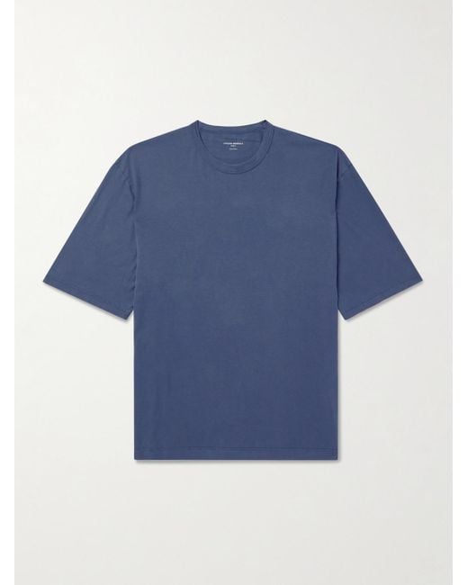 Officine Generale Blue Benny Pigment-Dyed Lyocell And Cotton-Blend Jersey T-Shirt for men