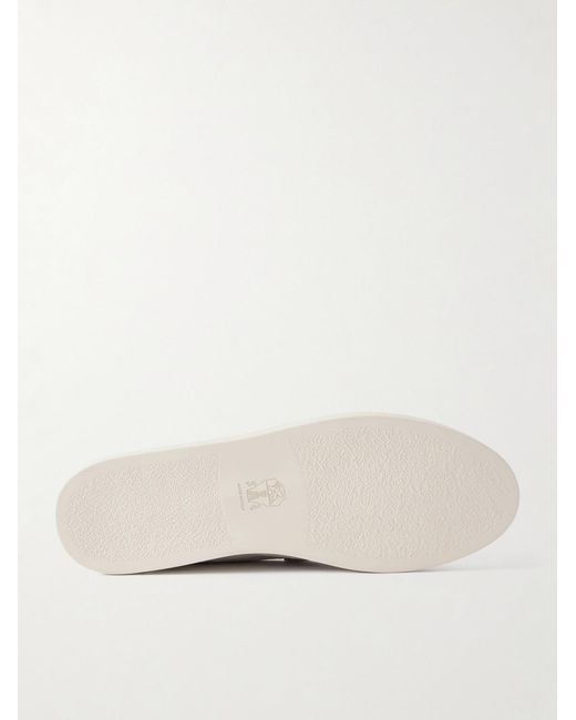 Brunello Cucinelli Natural Suede Penny Loafers for men