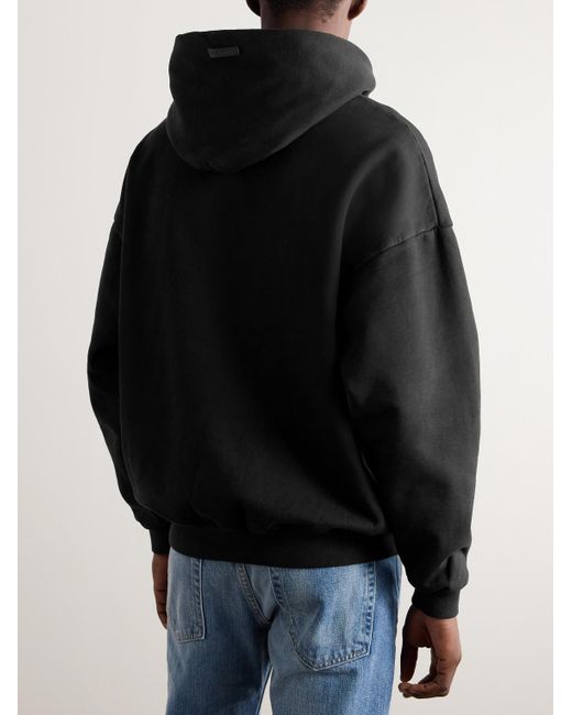 Fear Of God Black Logo-appliquéd Cotton-jersey Hoodie for men