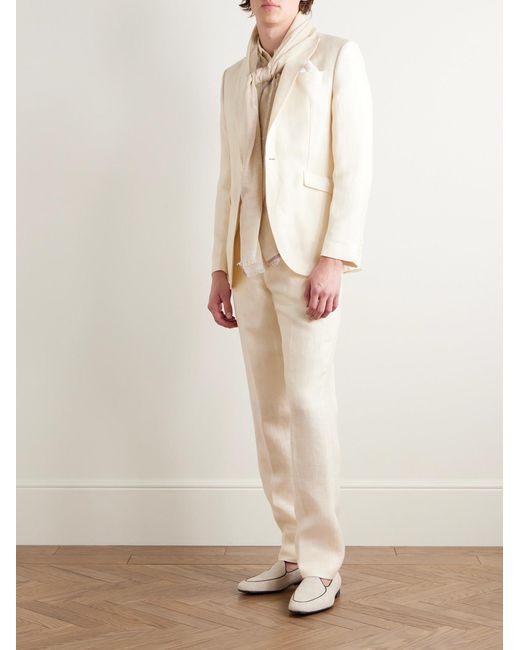 Favourbrook Natural Slim-Fit Herringbone Linen And Silk-Blend Suit Trousers for men