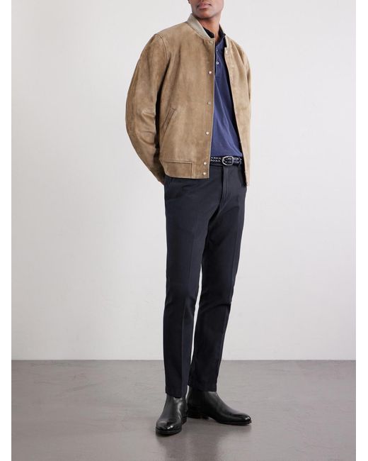 Thom Sweeney Blue Straight-Leg Cotton-Blend Chinos for men