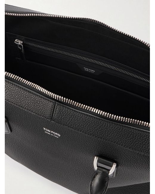 Tom Ford Black Elliot Full-grain Leather Briefcase for men