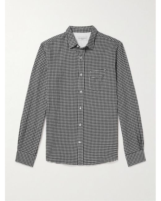 Officine Generale Gray Checked Cotton-blend Flannel Shirt for men