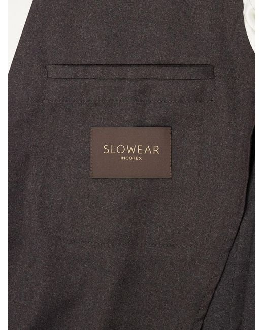 Slowear Black Wool-blend Flannel Suit Jacket for men