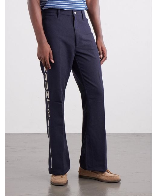 Kapital Blue Daddy's Ox Flared Twill Trousers for men
