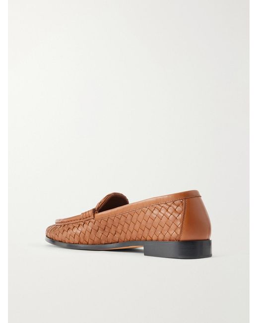 Bottega Veneta Brown Silenzio Intrecciato Leather Loafers for men