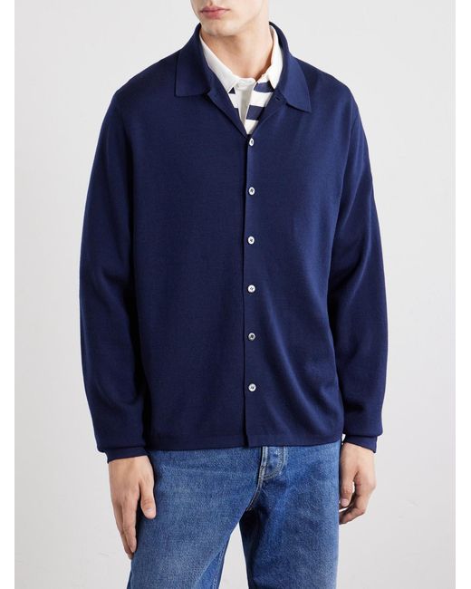 Ralph Lauren Blue Merino Wool Cradigan for men