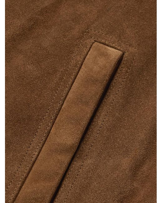 Rick Owens Brown Brad Webbing-Trimmed Suede Bomber Jacket for men