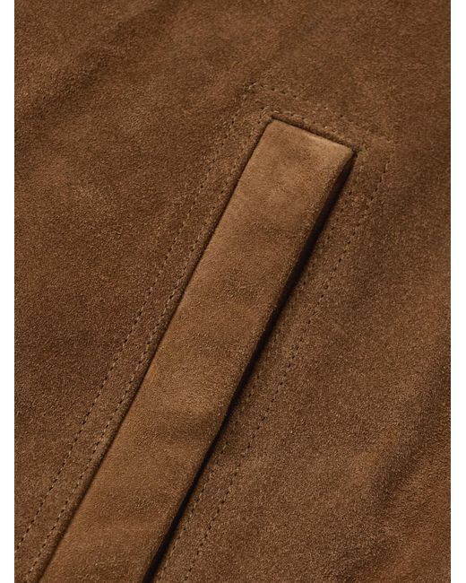 Rick Owens Brown Brad Webbing-Trimmed Suede Bomber Jacket for men
