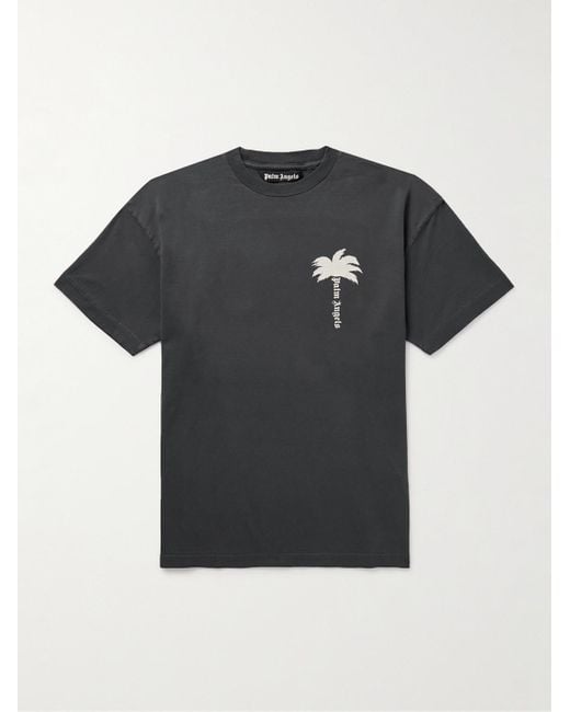 Palm Angels Black The Palm Logo-print Cotton-jersey T-shirt for men