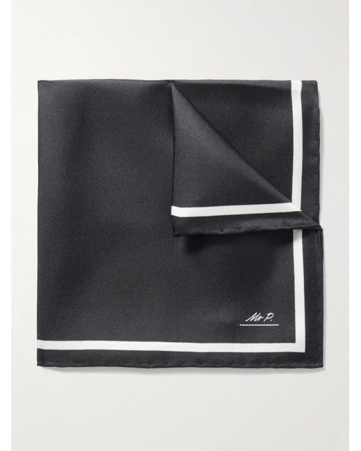 Mr P. Black Silk-Satin Pocket Square for men