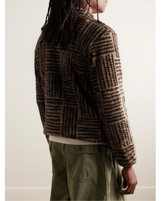 Kapital Brown Hacksaw Printed Fleece Half-placket Sweatshirt for men